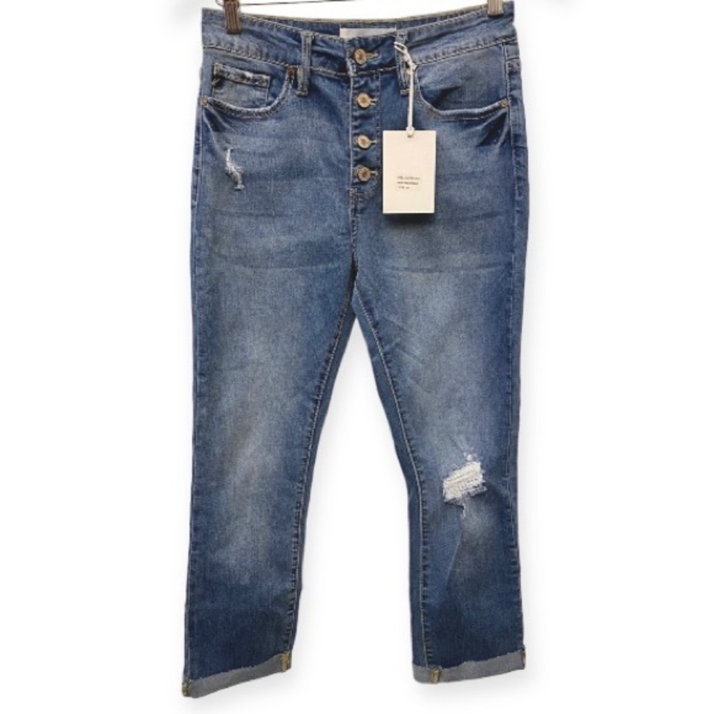 KanCan 11 (29) NWT Jeans Button Fly Straight Ankle Women High Rise AK1075EL-MDIS